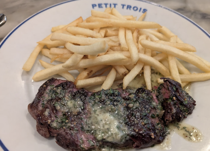 Le Petit Trois signature dishes Steak Frites
French Onion Soup
Confit Fried Chicken Leg